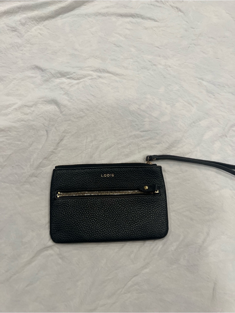 Lodis Black Pebbled Leather Wristlet